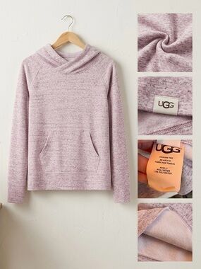 UGG Light Pink Marled Cowl Neck Hoodie Sweater SUPER SOFT